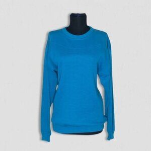 South Bay Sweatshirt Pullover Crewneck Waffle Knit Teal Large